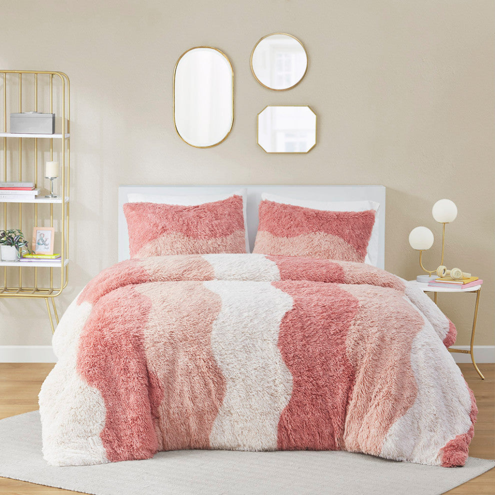 Intelligent Design Cassie Ombre Shaggy Faux Fur Duvet Cover Set