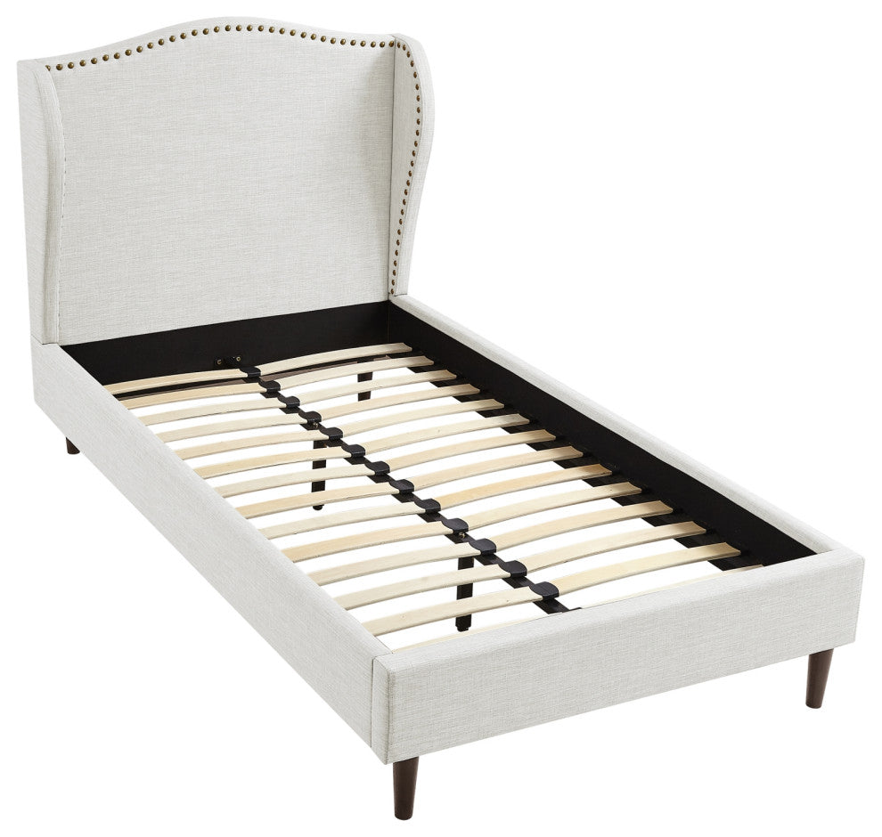 Rustic Mabor Caliana Bed, Linen, Cream White, Twin Xl