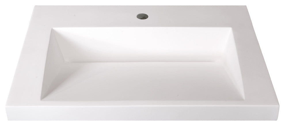 Ramp Sink Vessel 25" Bathroom Vanity Top, White