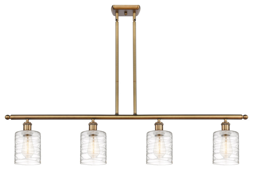Cobbleskill 4 Light Island Light, Brushed Brass