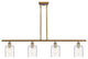 Cobbleskill 4 Light Island Light, Brushed Brass