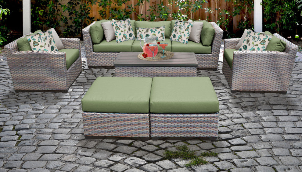 Florence 8 Piece Outdoor Wicker Patio Furniture Set 08c, Cilantro