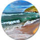 Blue Sea With Warm Waves, Seascape Painting Disc Metal Artwork, 11"