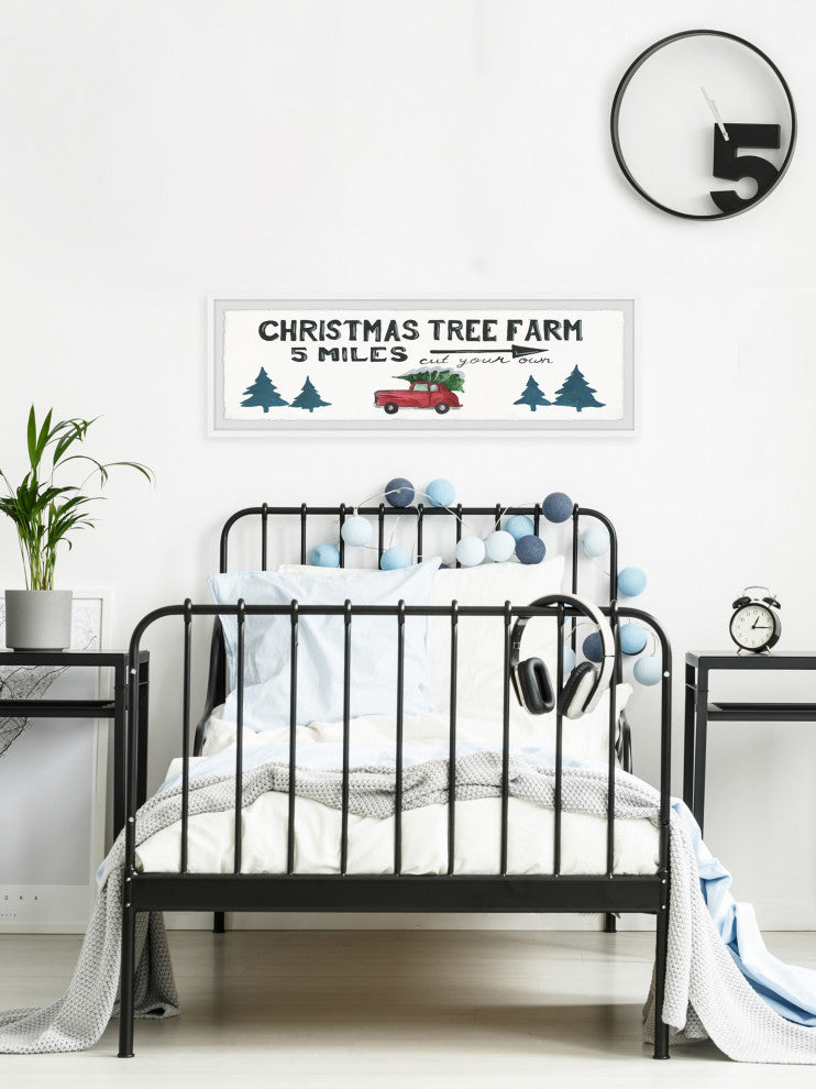 "Tree Farm 5 Miles" Framed Painting Print, 45x15