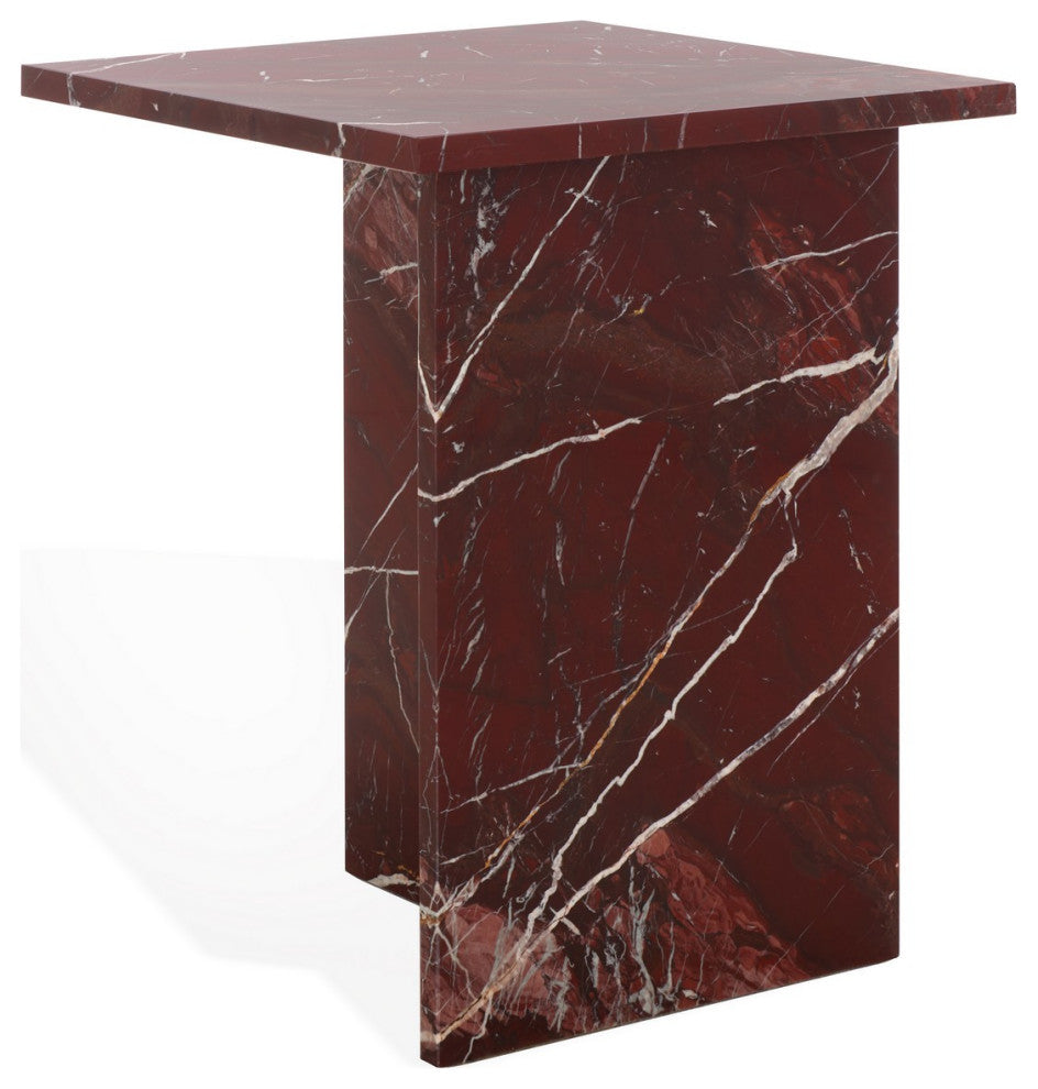 Safavieh Couture Adriano Marble Accent Table, Dark Red
