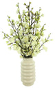 Cherry Blossoms Arranged in Ridged Ceramic Vase