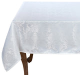 Holiday Elegant Damask White Table Linen Collection Tablecloth, 70"x120"
