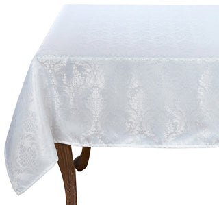 Holiday Elegant Damask White Table Linen Collection Tablecloth, 70"x120"