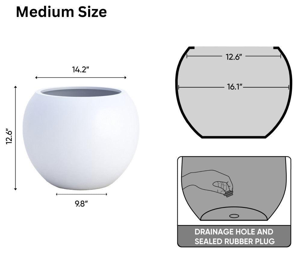 DTY Signature Mount Sherman 1-piece Fiberstone Planter, White, Medium