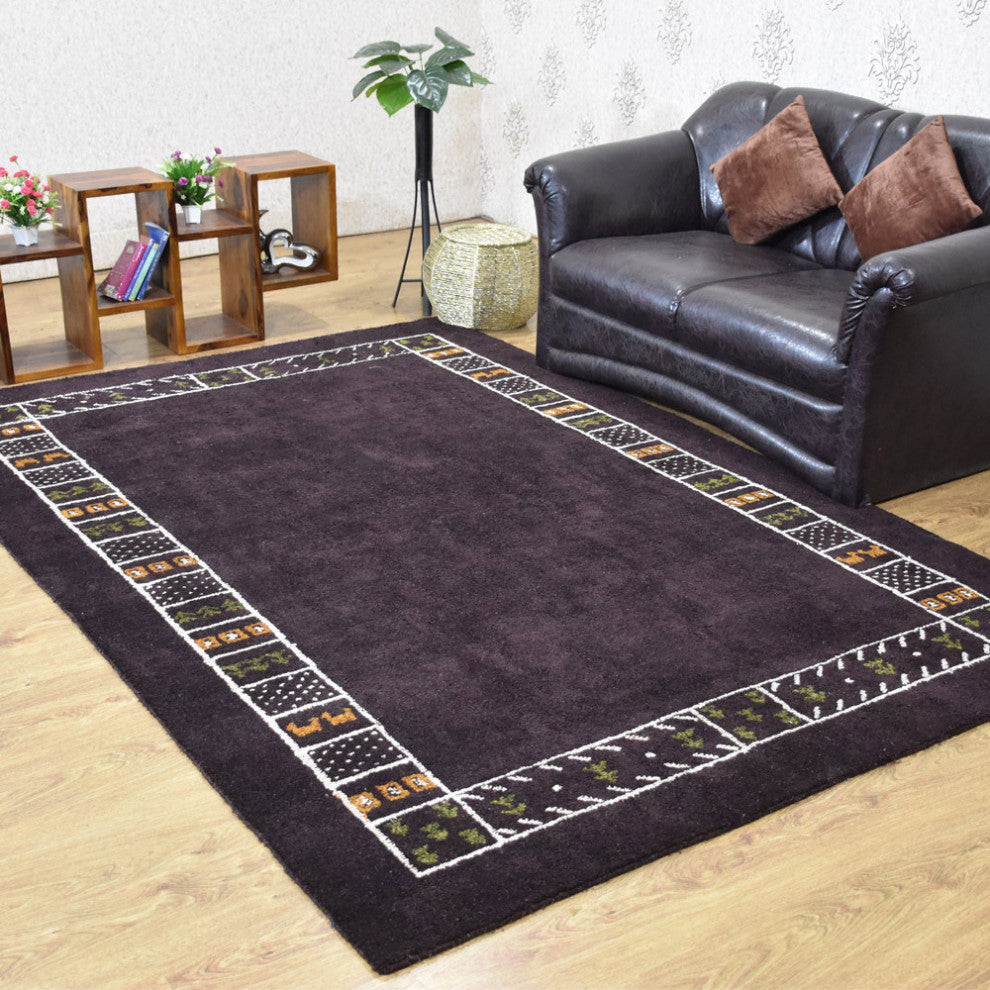 HAND KNOTTED LOOM SILK ECO-FRIENDLY AREA RUG -6'x9',Rectangle,Brown,Contemporary