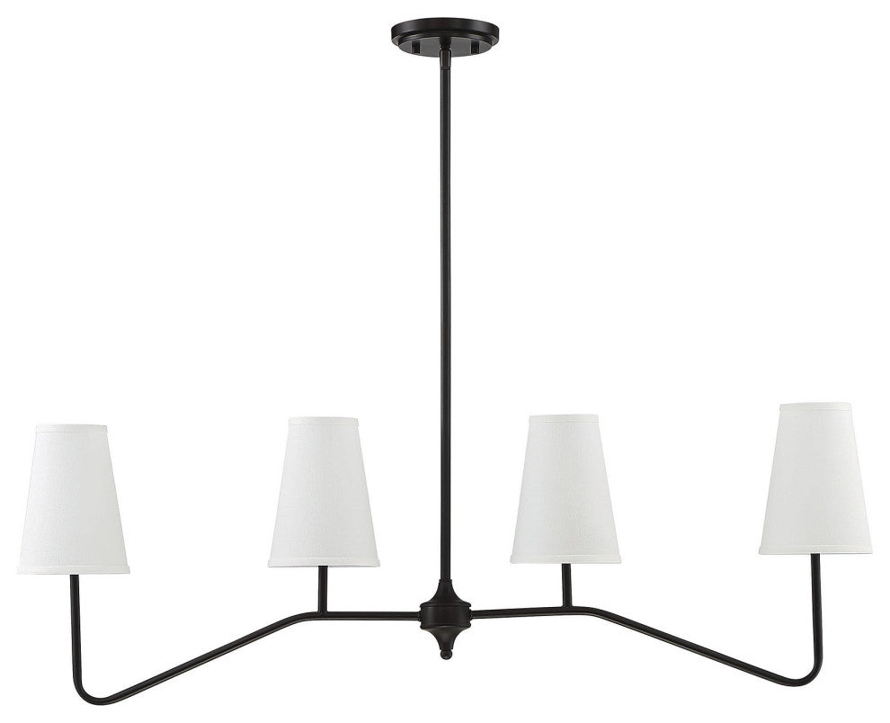 4-Light Linear Chandelier, Matte Black, Oil Rubbed Bronze