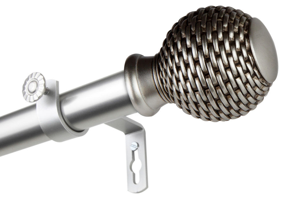 Wicker 1" Curtain Rod, Satin Nickel, 66-120"