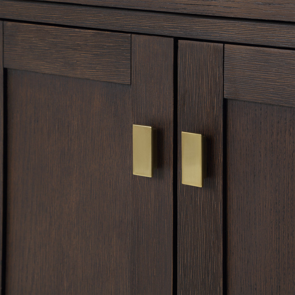 Chestnut 60" Bath Vanity, Brown Oak, Vanity Only With Satin Gold Finsih Hardware