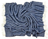 Highland Tweed Herringbone Pure New Wool Throw, Navy/White
