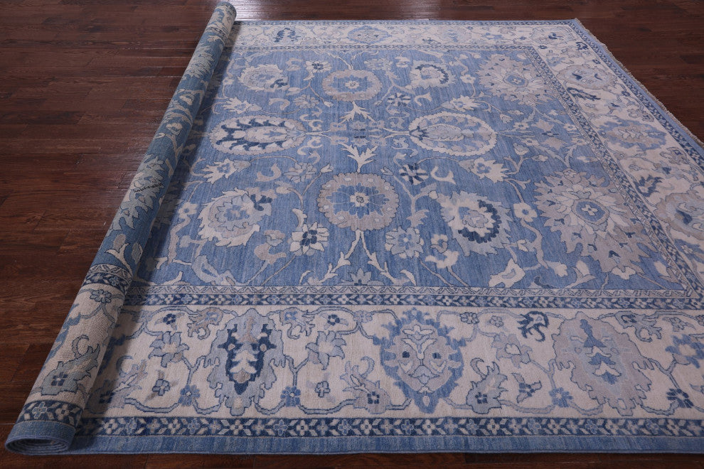9' 9" X 13' 4" White Wash Peshawar Handmade Wool Rug Q9538
