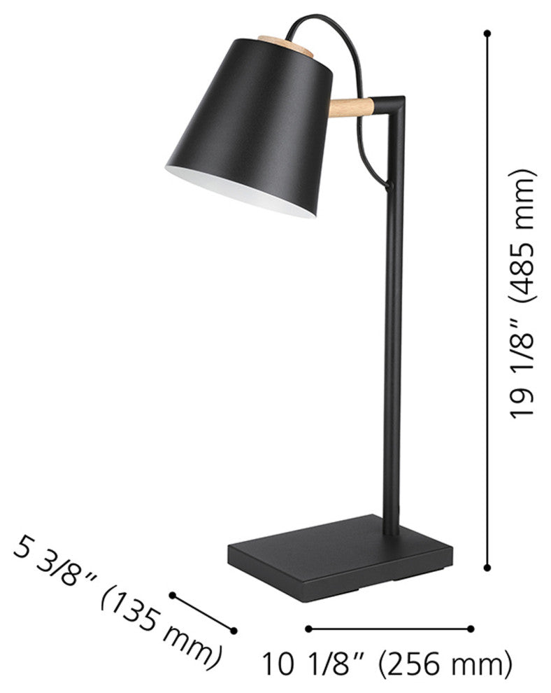 Lacey Table Lamp, Structured Black Finish, Black and White Shade