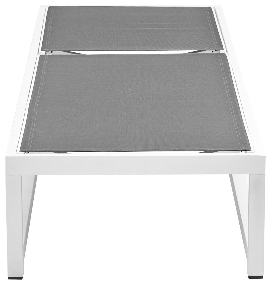 Maldives Water Resistant Mesh Patio Adjustable Chaise Lounge, Gray, White Frame