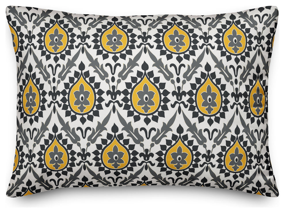 Ikat in Black and Yellow Throw Pillow