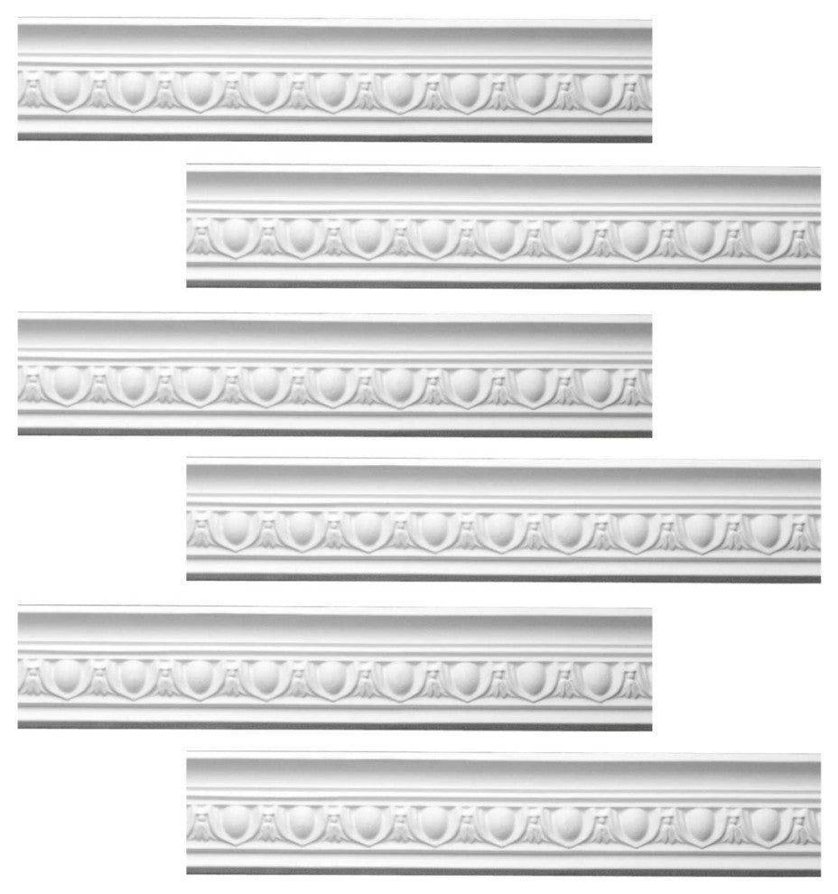 Ornate White Urethane Foam Emperial Cornice  6 Pieces Totaling 567.75" Length