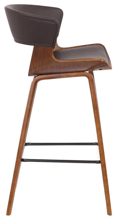 Jagger Modern 26 Wood and Faux Leather Counter Height Bar Stool in WALNUT