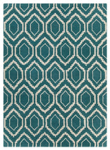 Davin Contemporary Area Rug, Blue and Cream, 7'x10'