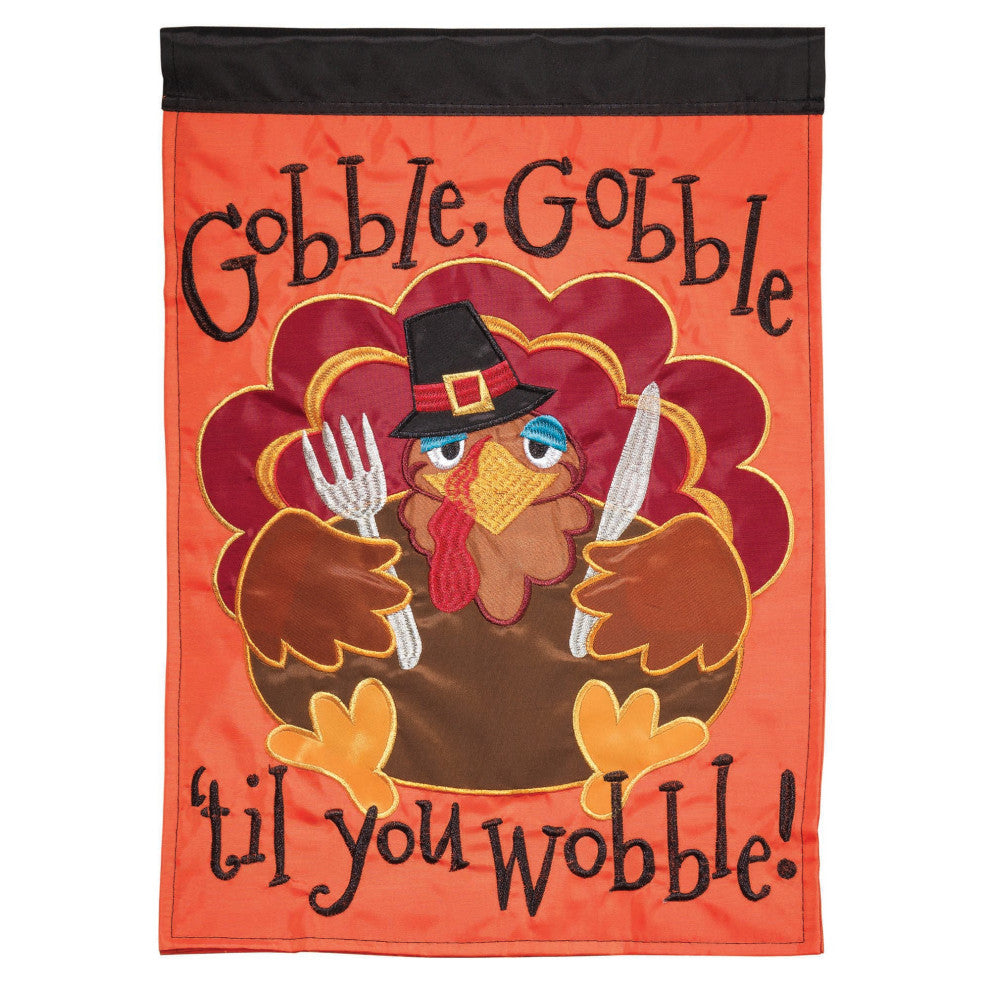 Turkey Gobble Double Applique Flag