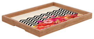 Bianca Green Chevron Flora 2 Rectangular Tray