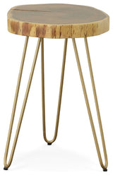 Seti Live Edge Accent Table Top, Gold