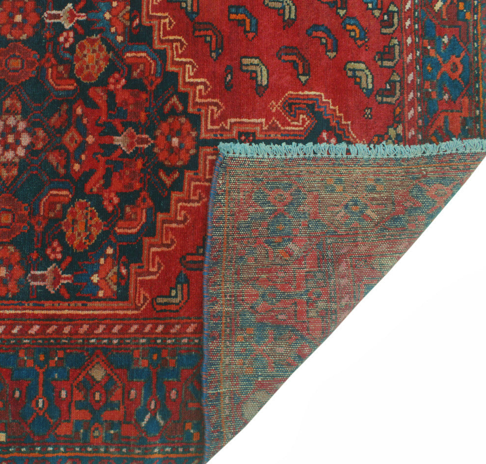 Fine Vintage Distressed Alyanna Red/Blue Runner, 3'8x9'0