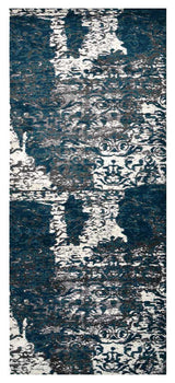 Machine Woven Heatset Polypropylene Area Rug Abstract Silver Blue, [Runner] 3'2''x10'