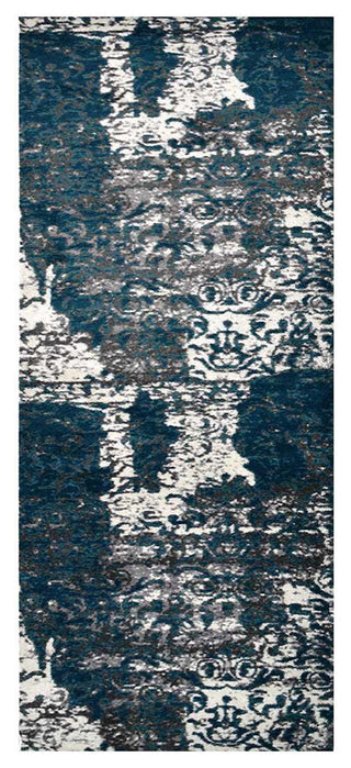 Machine Woven Heatset Polypropylene Area Rug Abstract Silver Blue, [Runner] 3'2''x10'