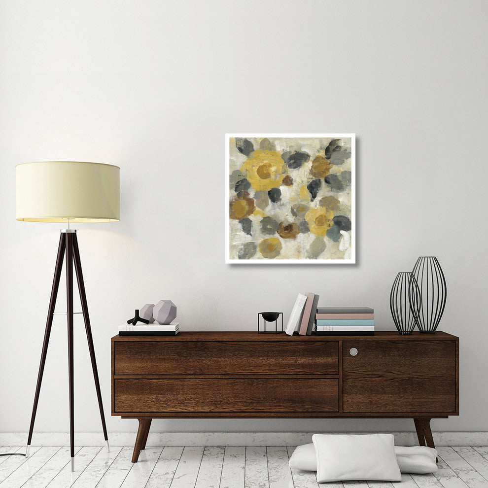 "Neutral Floral Beige II Yellow Flowers" Print by Silvia Vassileva, 32"x32"