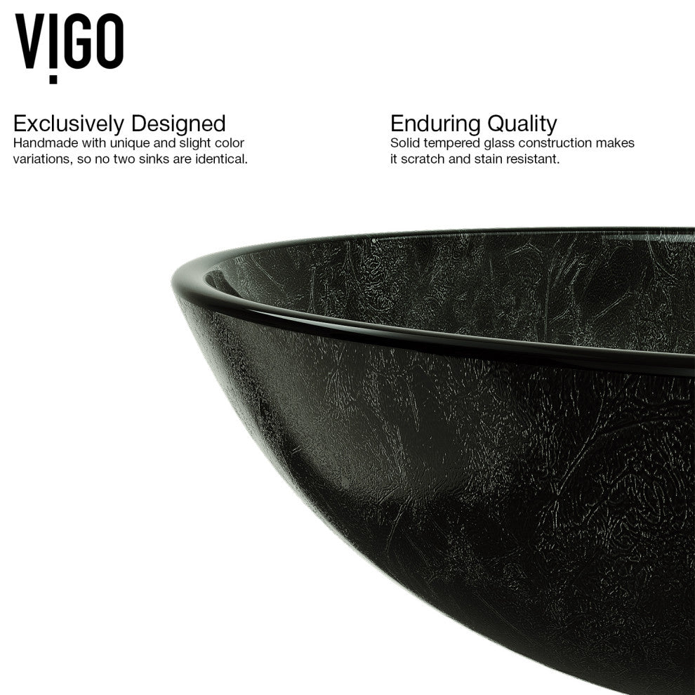 Giovanni 17"L x 17"W Glass Vessel Sink and Duris 12"H Faucet Set