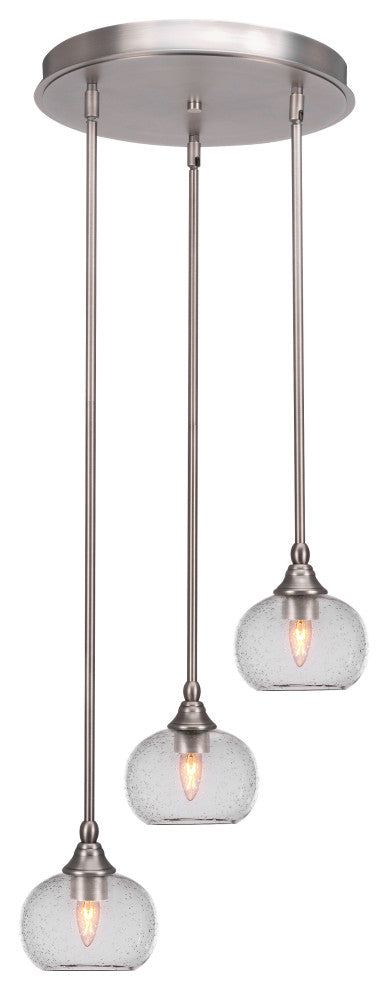 Empire 3-Light Cluster Pendalier, Brushed Nickel/Clear Bubble