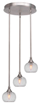 Empire 3-Light Cluster Pendalier, Brushed Nickel/Clear Bubble