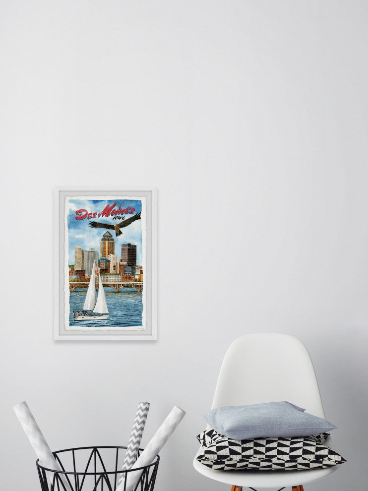 "Des Moines" Framed Painting Print, 8x12