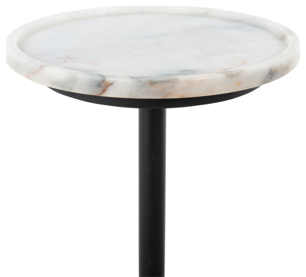 Viola Accent Table-Polished White Marble