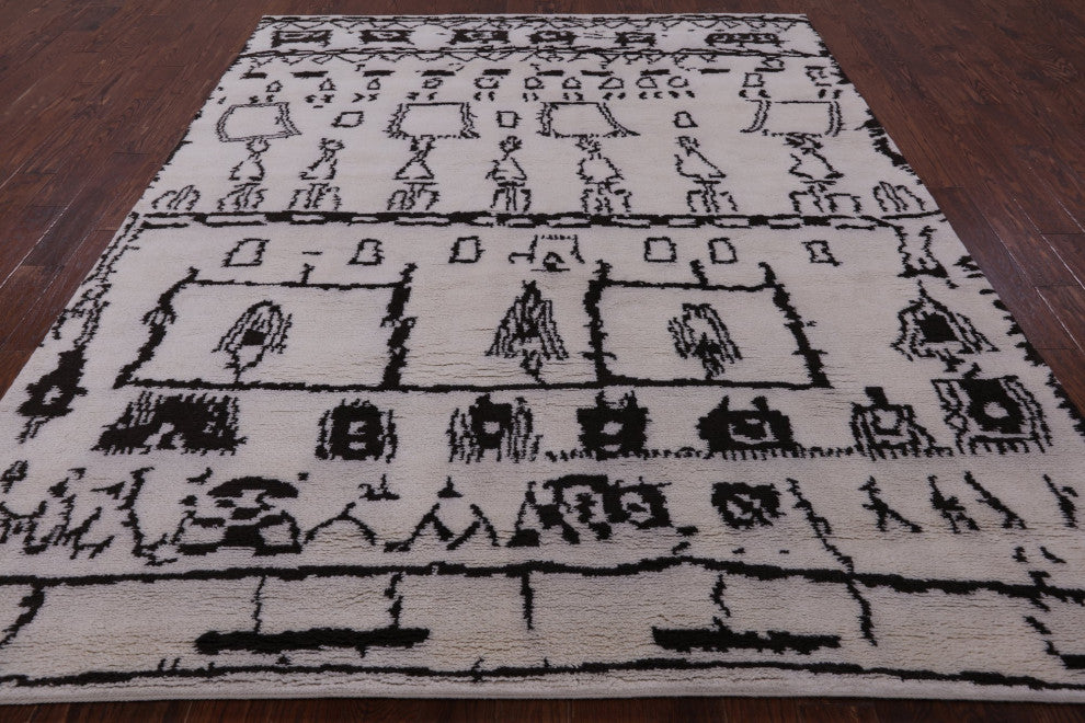 Moroccan Hand-Knotted Wool Rug 8' 1" X 9' 11" Q9286