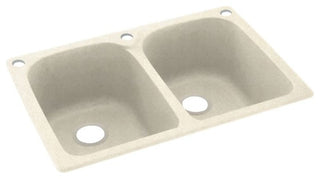Swan 33x22x10 Solid Surface Kitchen Sink, 3-Hole, Pebble