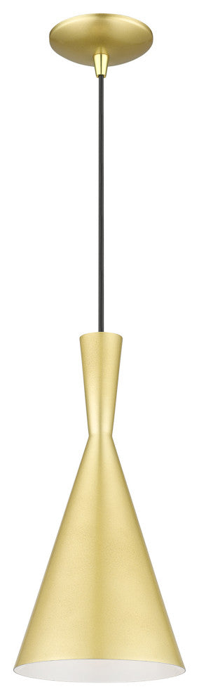 Waldorf 1-Light Soft Gold Pendant, Polished Brass Accents