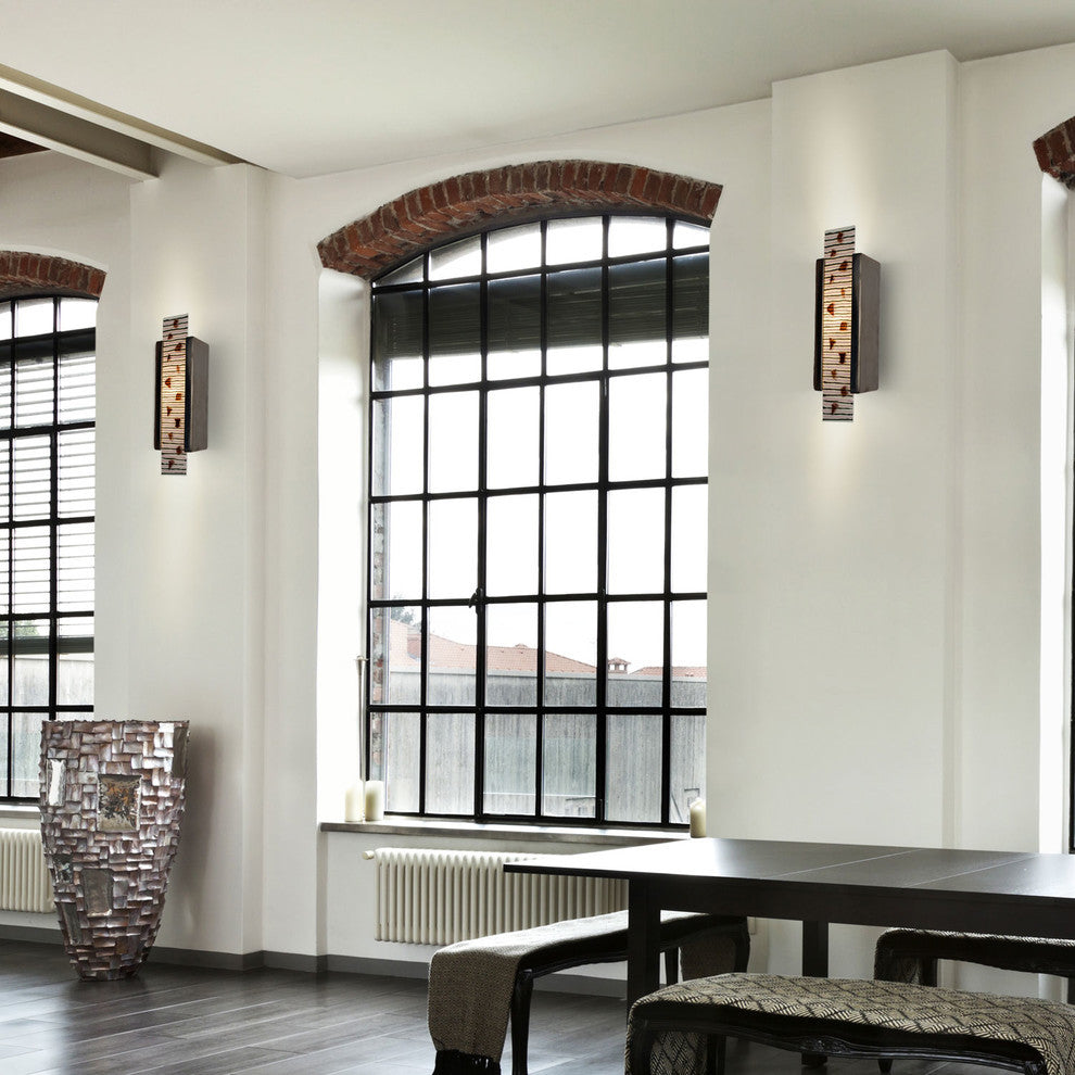 Zen Garden Wall Sconce, Gunmetal and Multi Rosewood, Bulb Type: E12