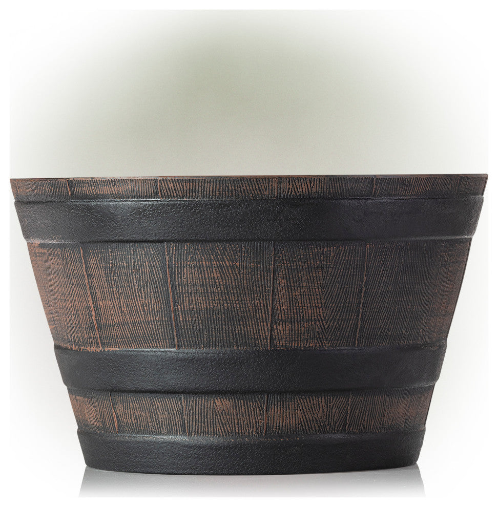 Barrel Planter, Bronze, Small, 18"