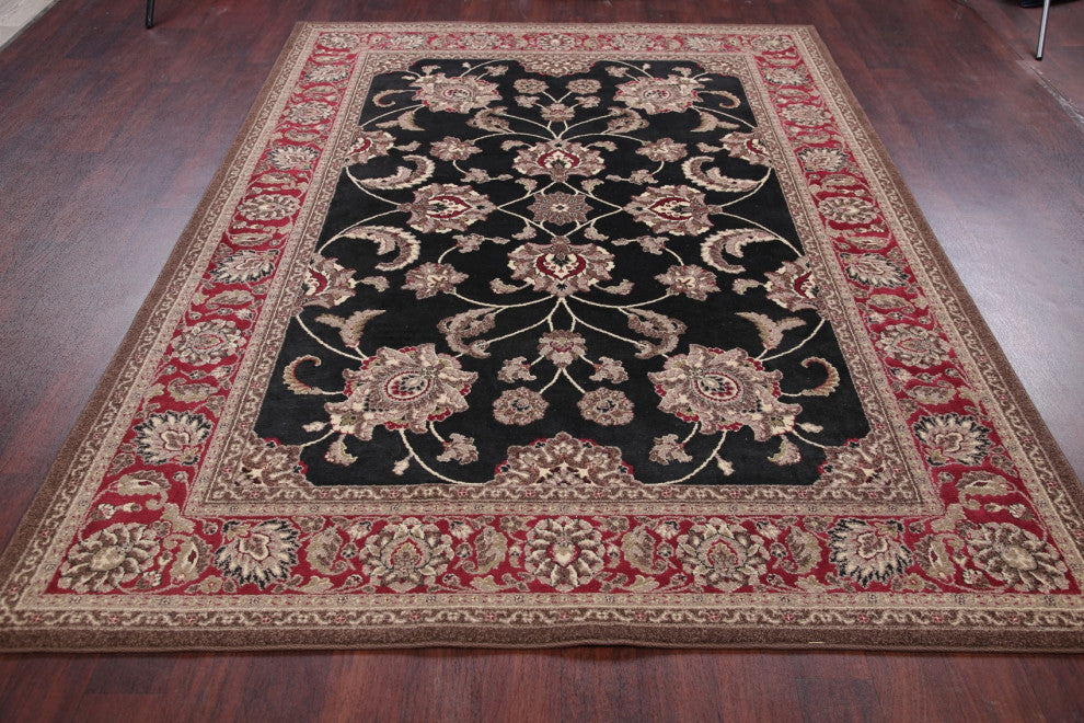 Agra Oriental Carpet Traditional Wool Turkish Area Rug, Black, 9'1"x6'7