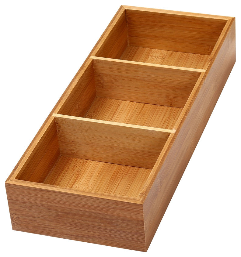 YBM HOME Bamboo 3 Compartment Organizer Tray for Drawers