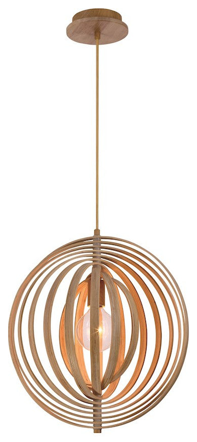 Eurofase Abruzzo 1-Light Medium Pendant, Natural Wood/Natural Wood