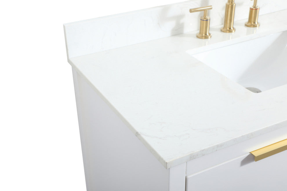 42" Single Bathroom Vanity, White, With Backsplash