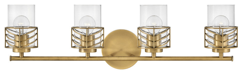 Hinkley Della Large Four Light Vanity, Lacquered Brass