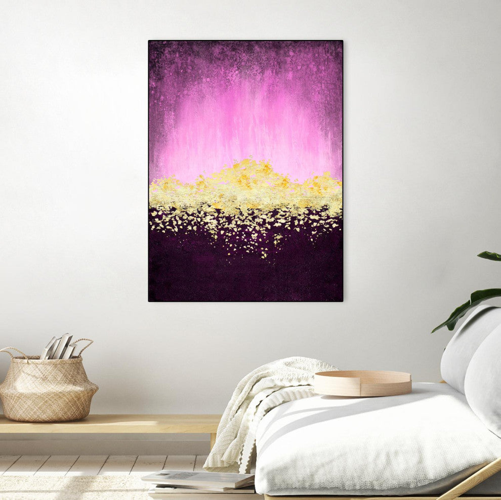 "Fuschia And Silver Wave" Framed Canvas by Giant Art 24"x32"