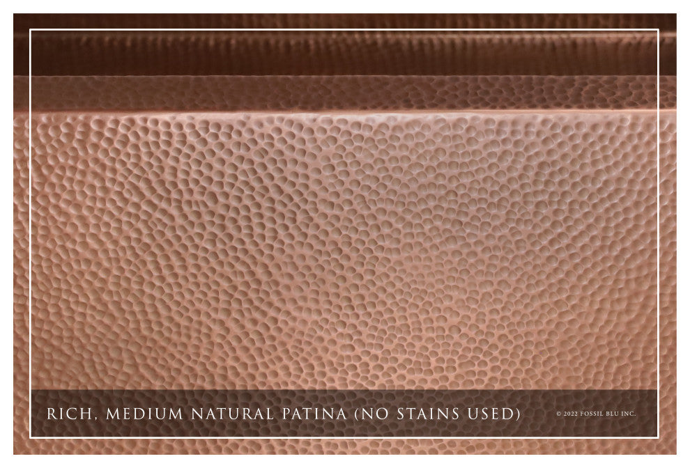 Luxury 30-Inch Heavy 12-GAUGE Med. Patina Copper Farmhouse Sink, Flat Front