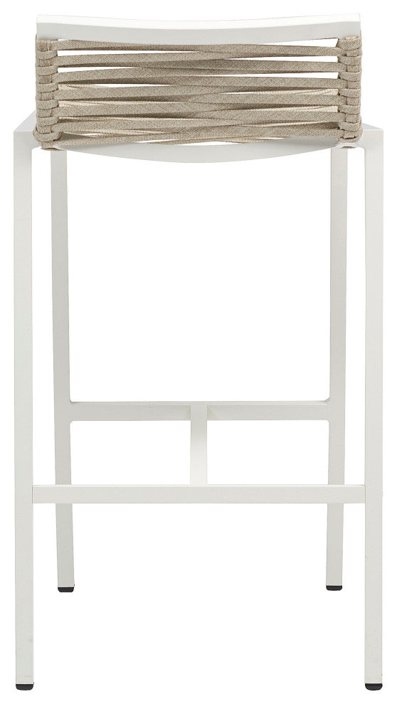 Maldives Rope Fabric Outdoor Patio Barstool (Set of 2), Cream